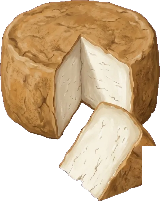 Illustrazione di una forma di formaggio tagliata