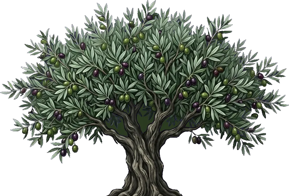 Illustrazione di un olivo secolare di Laiano